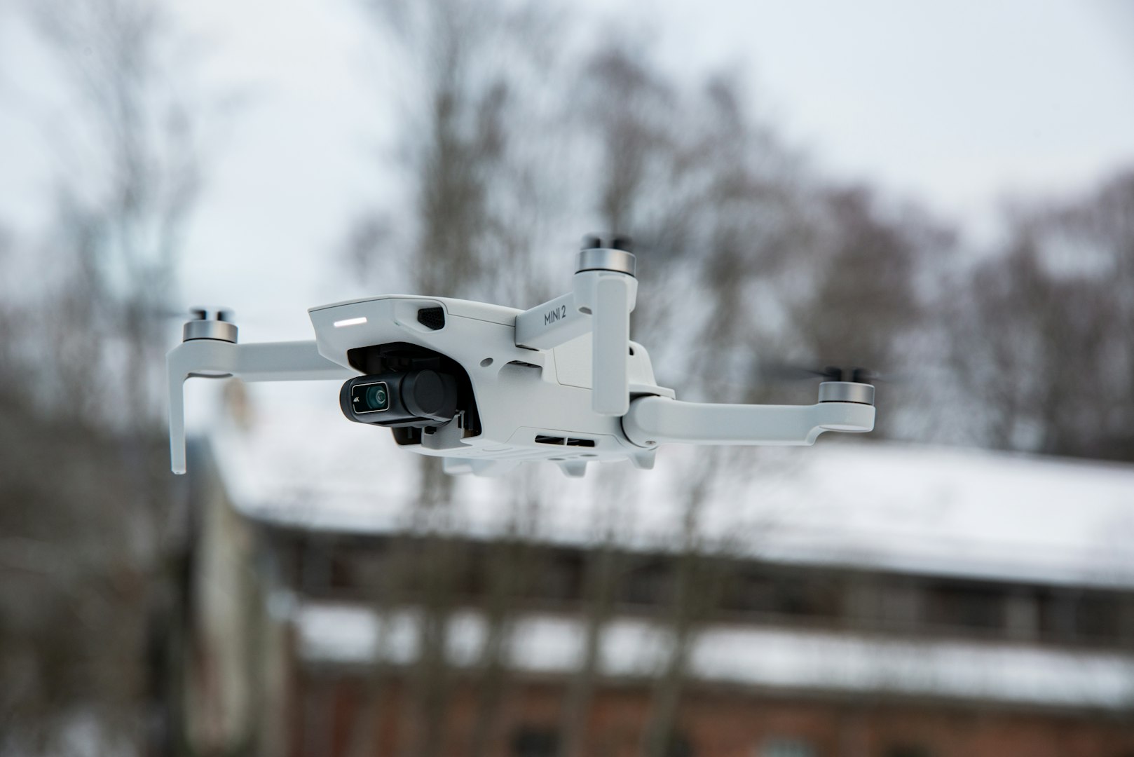 A wedding drone in flight