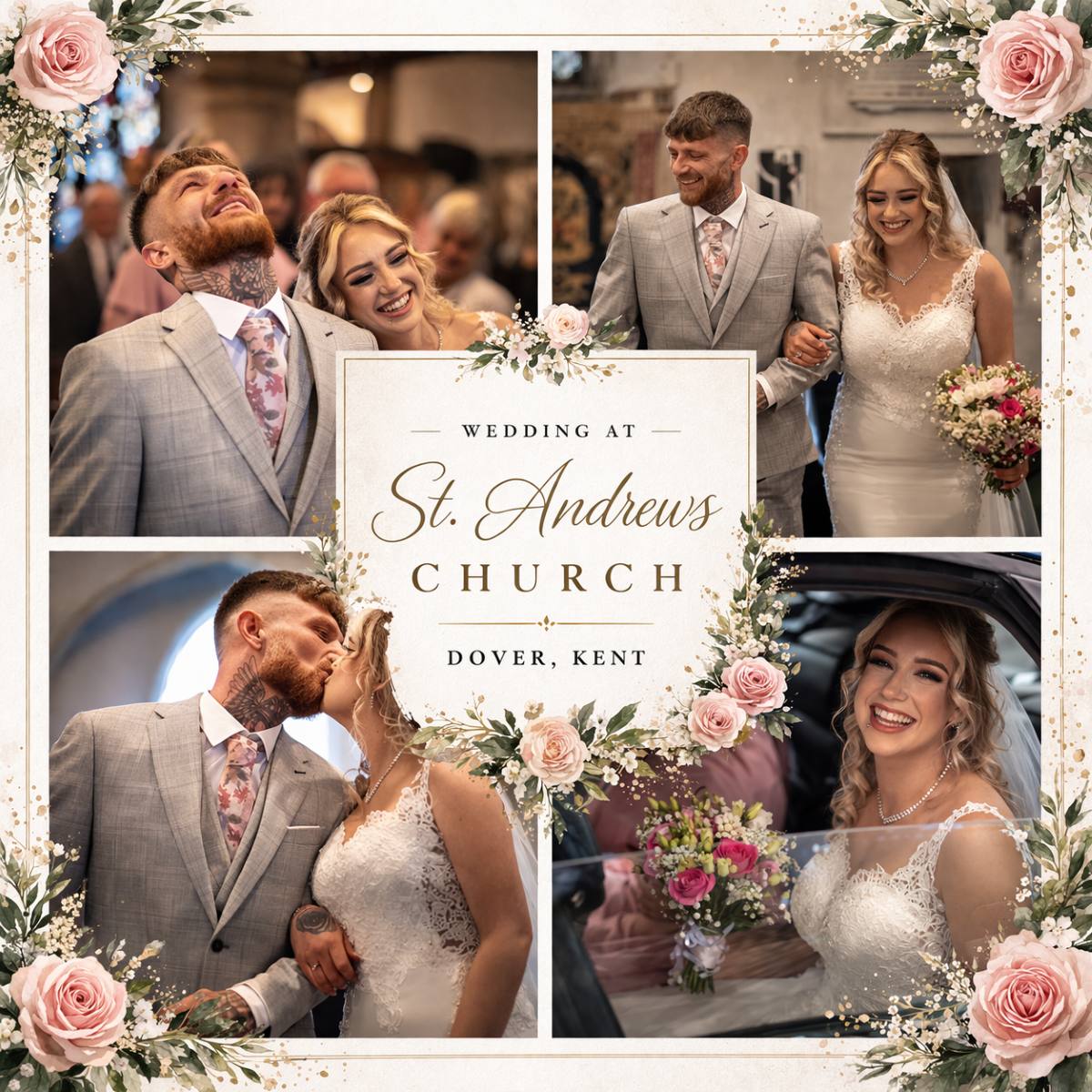 Danielle and Adam at St Andrews Church in Kent.