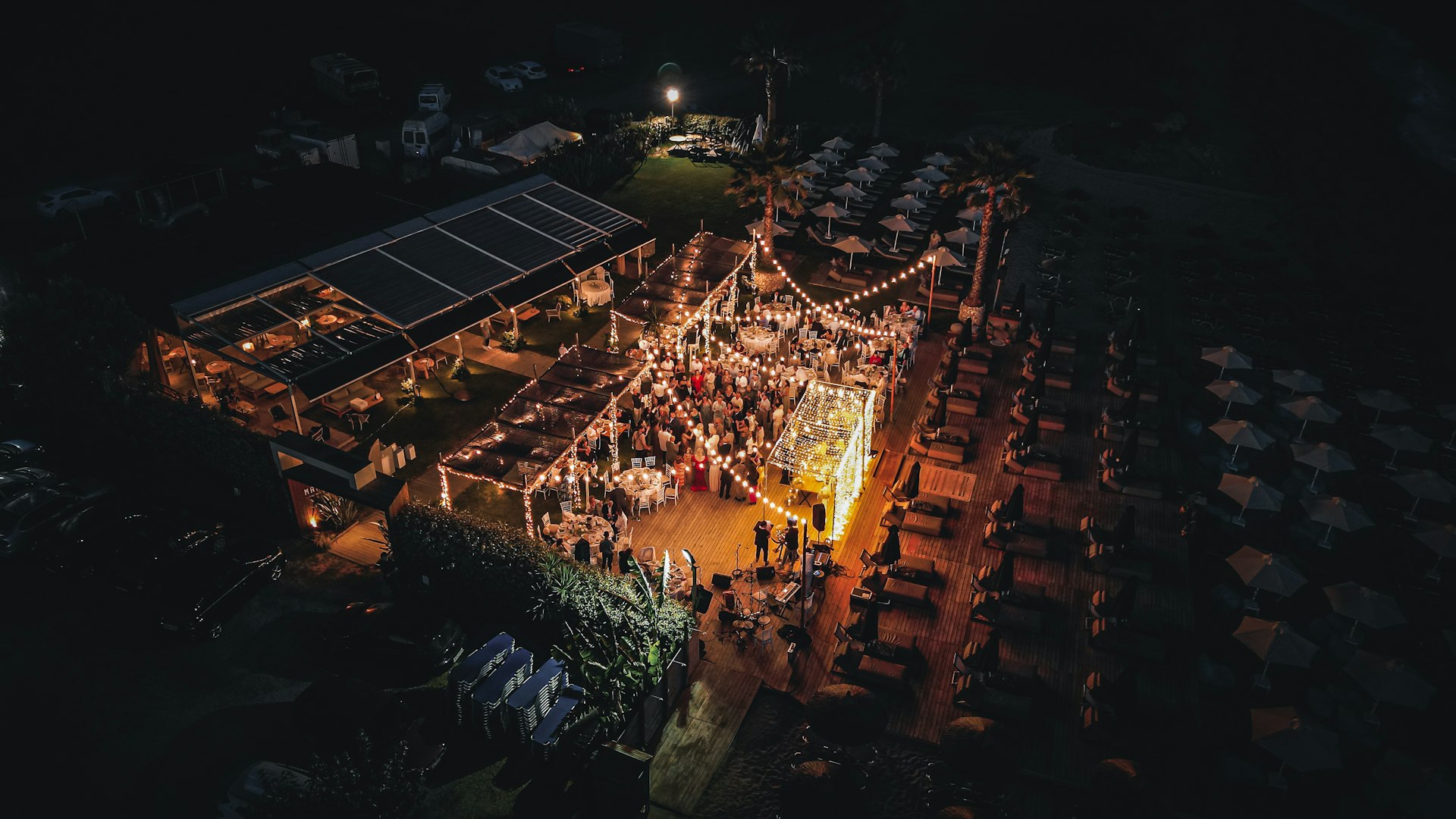 Drone flight over the wedding venue